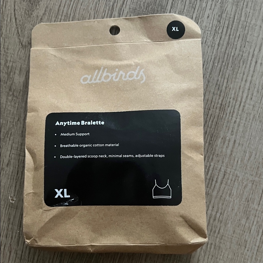 2 NWT Allbirds Black Anytime Bralette XL